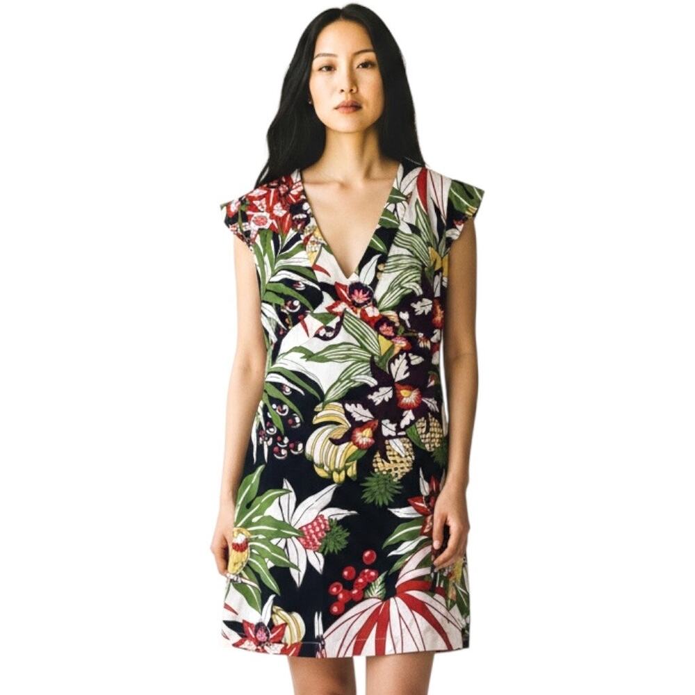 Divina Providencia Black Tropical A Line Cotton Mini sundress-size 4-6